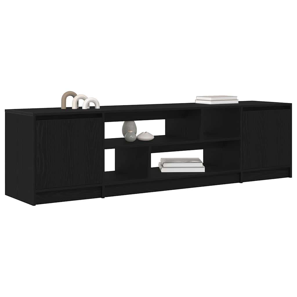 Meuble TV aspect chêne noir 188,5x41x50 cm matériau à base de bois