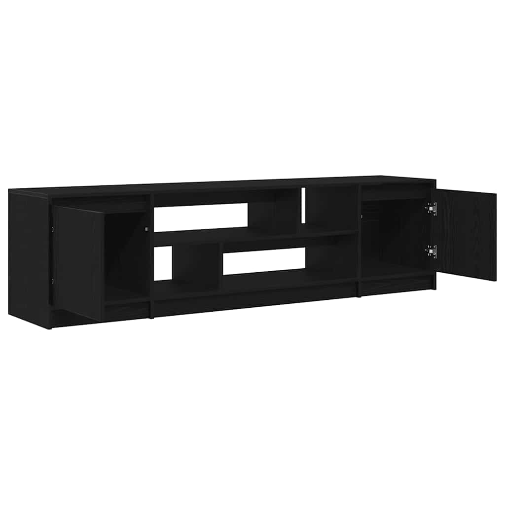 Meuble TV aspect chêne noir 188,5x41x50 cm matériau à base de bois