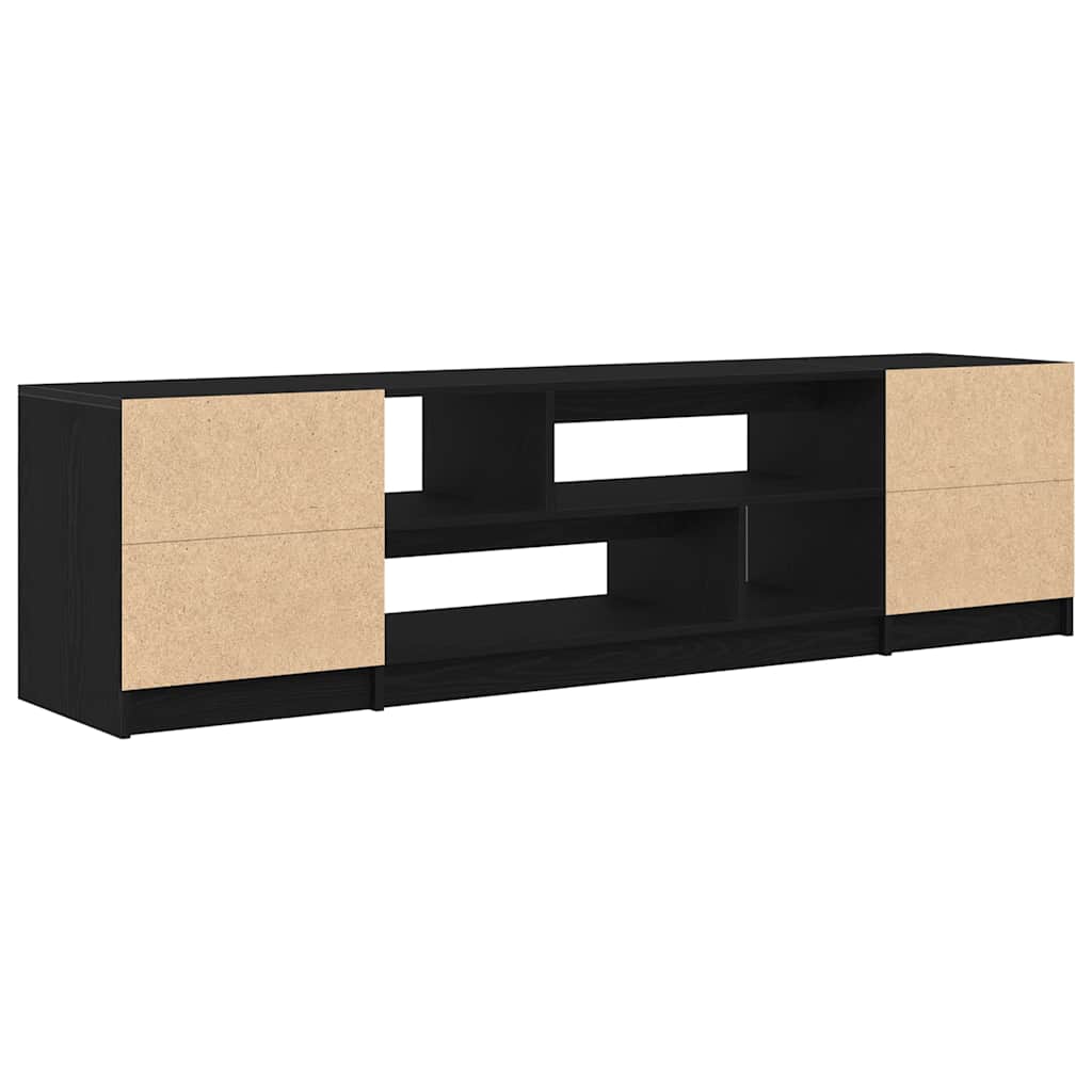 Meuble TV aspect chêne noir 188,5x41x50 cm matériau à base de bois