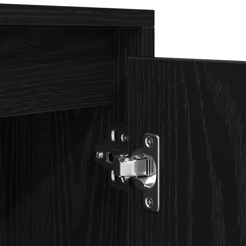 Meuble TV aspect chêne noir 188,5x41x50 cm matériau à base de bois