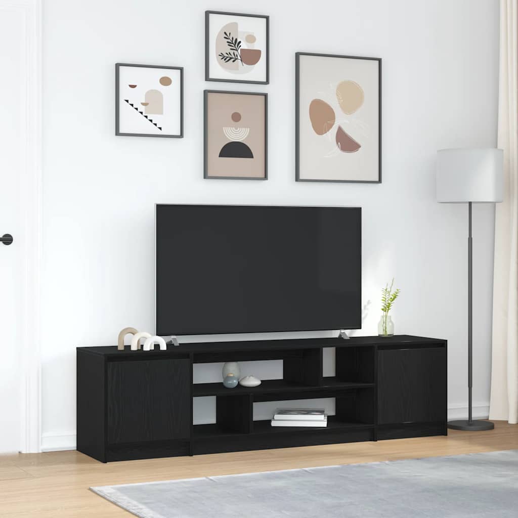 Meuble TV aspect chêne noir 188,5x41x50 cm matériau à base de bois