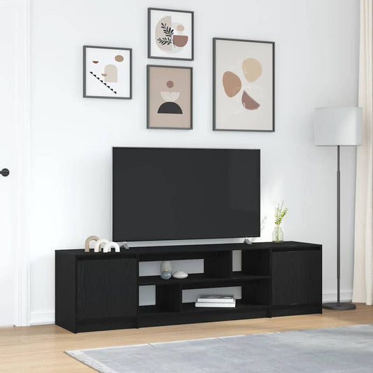 Meuble TV aspect chêne noir 188,5x41x50 cm matériau à base de bois