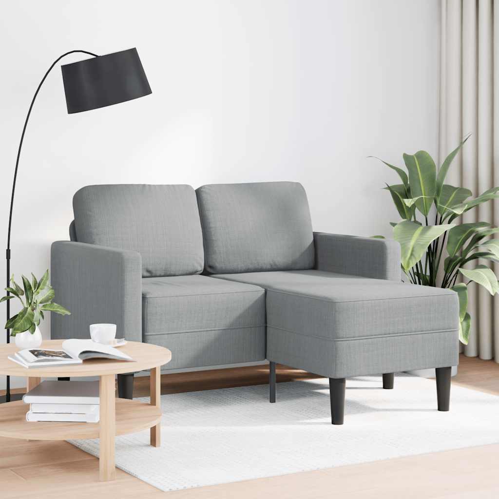 Canapé 2 places avec méridienne en L tissu gris clair 125 cm