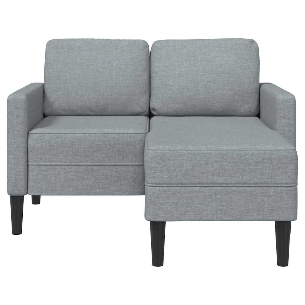 Canapé 2 places avec méridienne en L tissu gris clair 125 cm