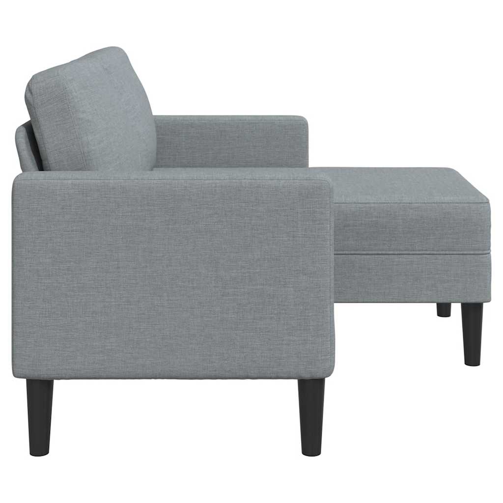 Canapé 2 places avec méridienne en L tissu gris clair 125 cm