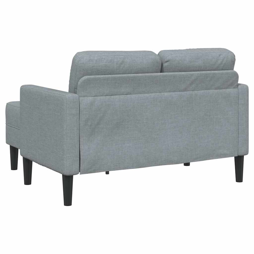 Canapé 2 places avec méridienne en L tissu gris clair 125 cm