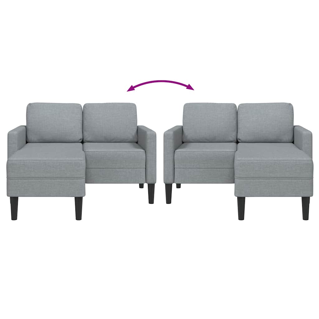 Canapé 2 places avec méridienne en L tissu gris clair 125 cm