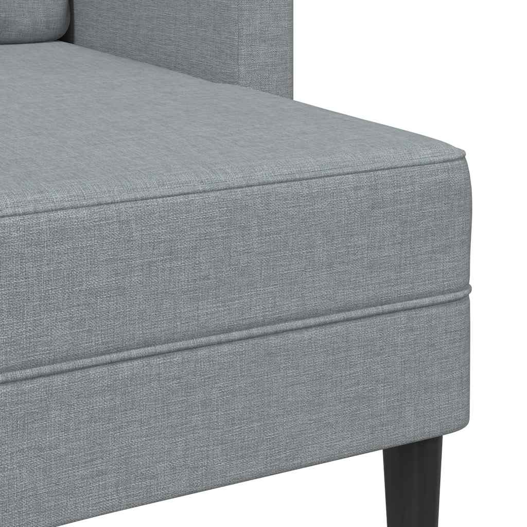 Canapé 2 places avec méridienne en L tissu gris clair 125 cm