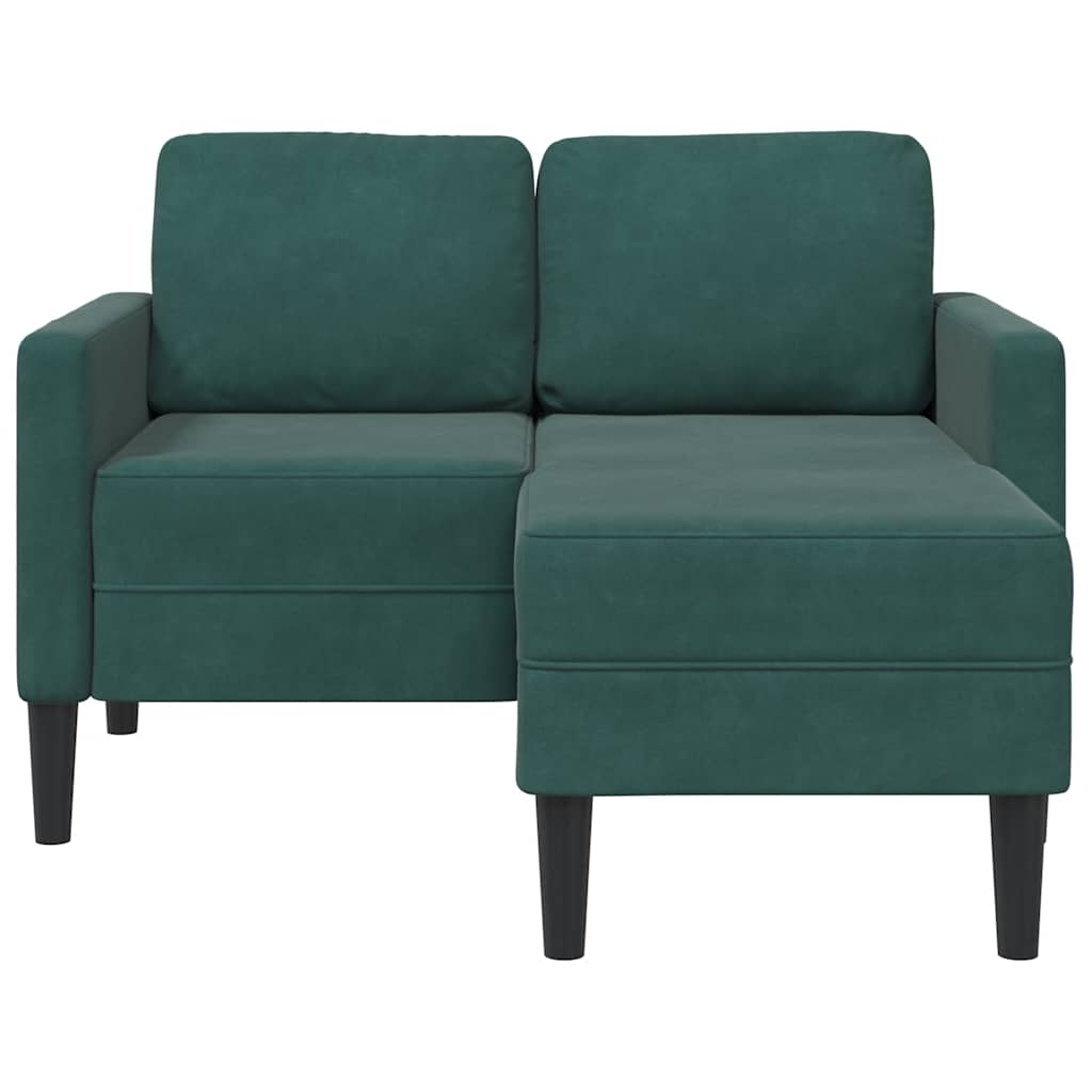 2-Sitzer-Sofa mit Chaiselongue L-Form Dunkelgrün 125 cm Samt