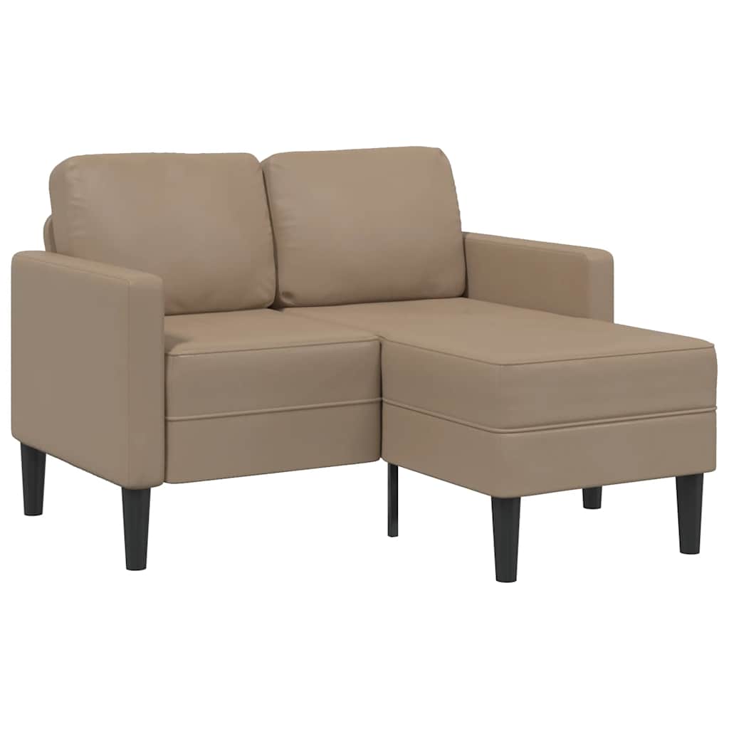 Canapé 2 places avec méridienne en L marron cappuccino 125 cm