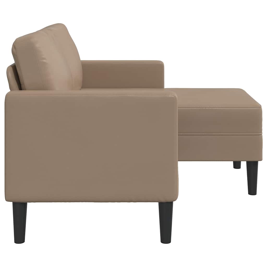 Canapé 2 places avec méridienne en L marron cappuccino 125 cm
