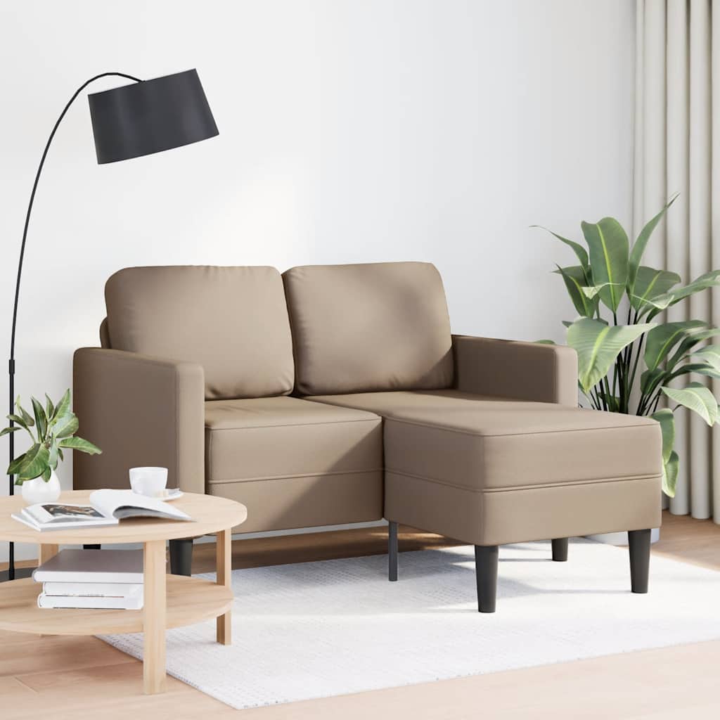 Canapé 2 places avec méridienne en L marron cappuccino 125 cm