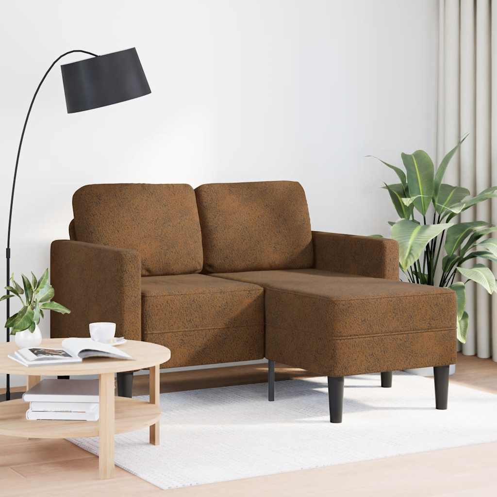 Canapé 2 places avec méridienne en L marron 125 cm simili cuir