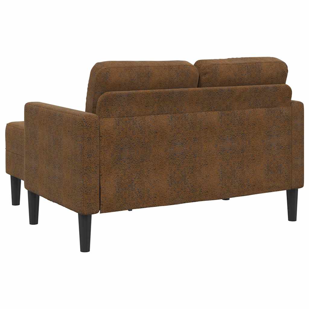 Canapé 2 places avec méridienne en L marron 125 cm simili cuir
