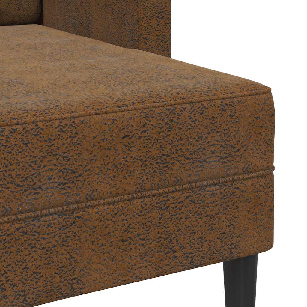 Canapé 2 places avec méridienne en L marron 125 cm simili cuir