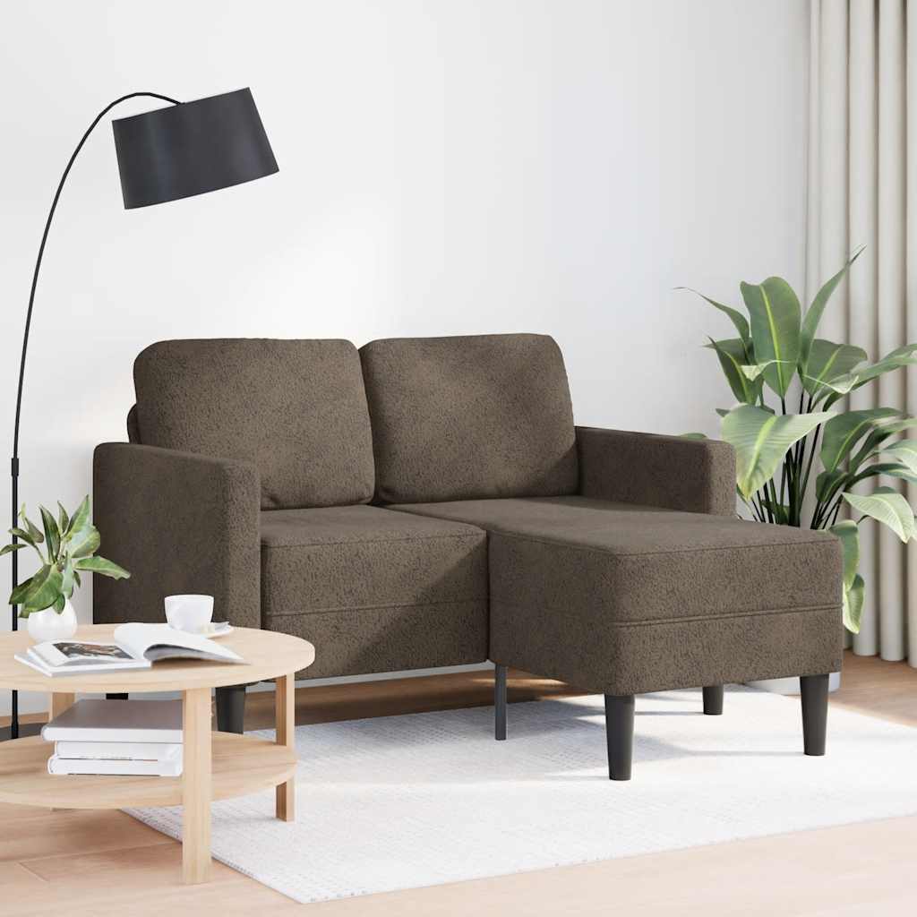 Canapé 2 places avec méridienne en L gris foncé 125 cm cuir artificiel
