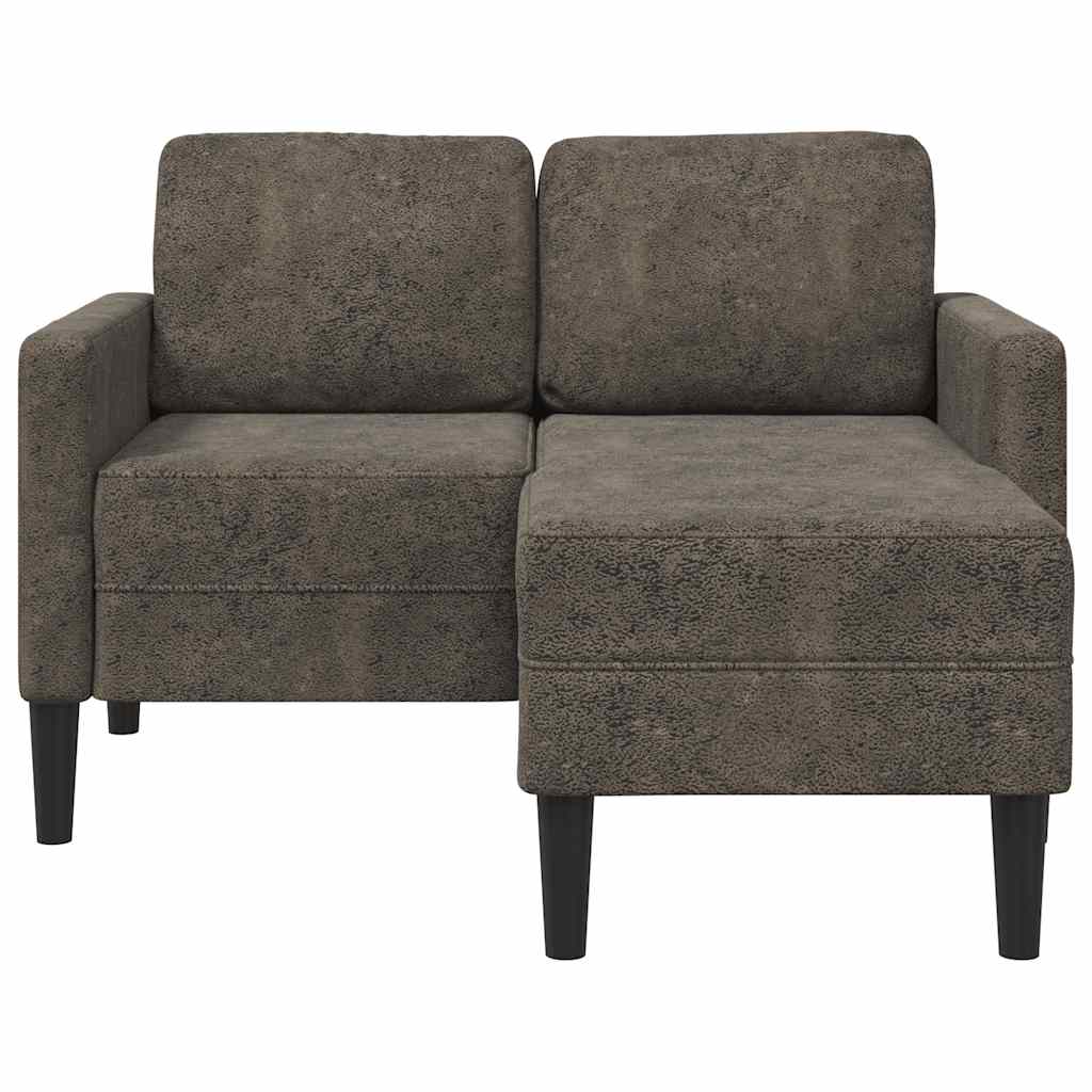 Canapé 2 places avec méridienne en L gris foncé 125 cm cuir artificiel