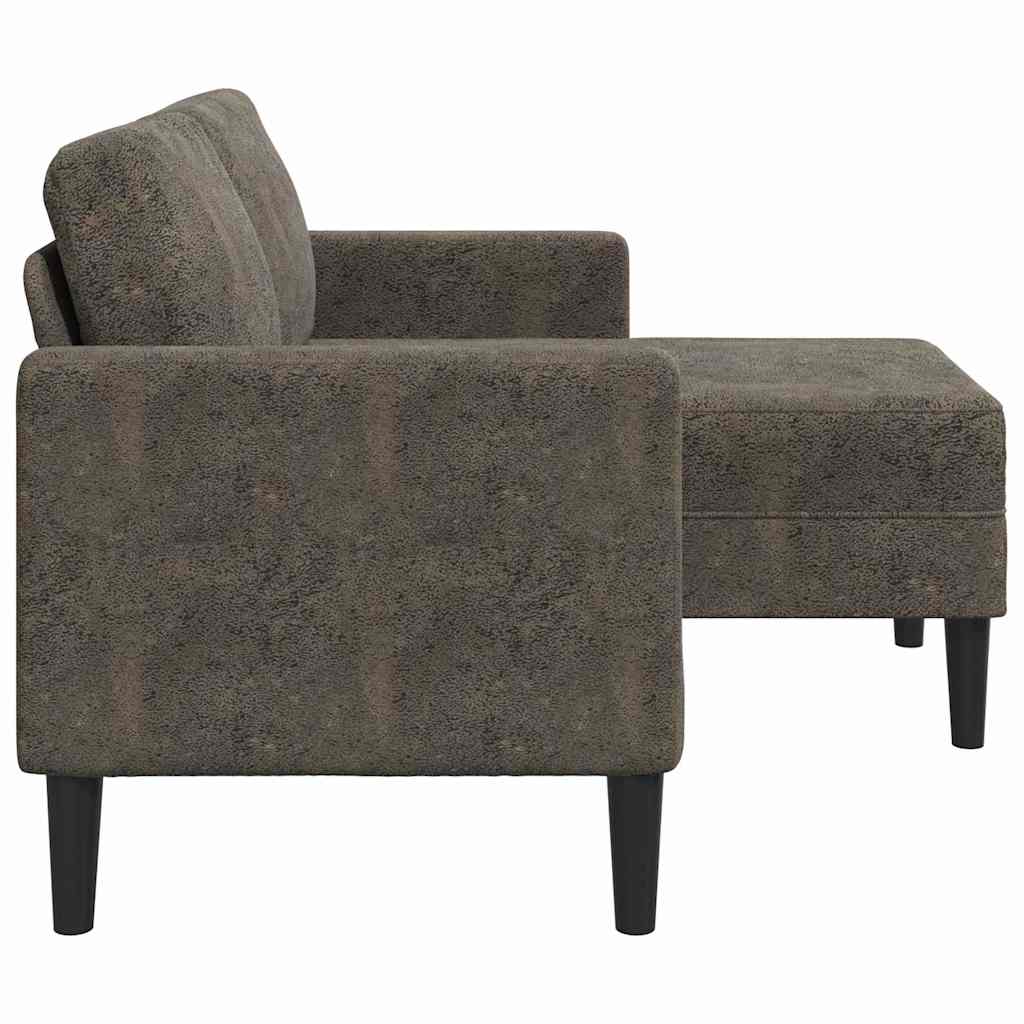 Canapé 2 places avec méridienne en L gris foncé 125 cm cuir artificiel