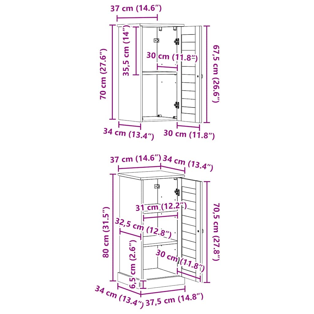Badezimmermöbel Set mit Regal 2 pcs Antik Weiß 37 x 34 x 80 cm