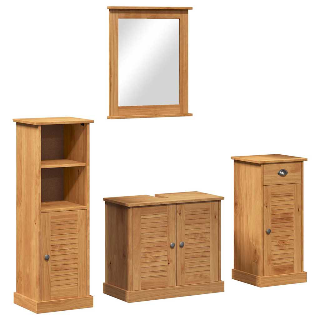 Badezimmermöbel Set mit Regal 4 pcs Honigbraun 37 x 34 x 110 cm