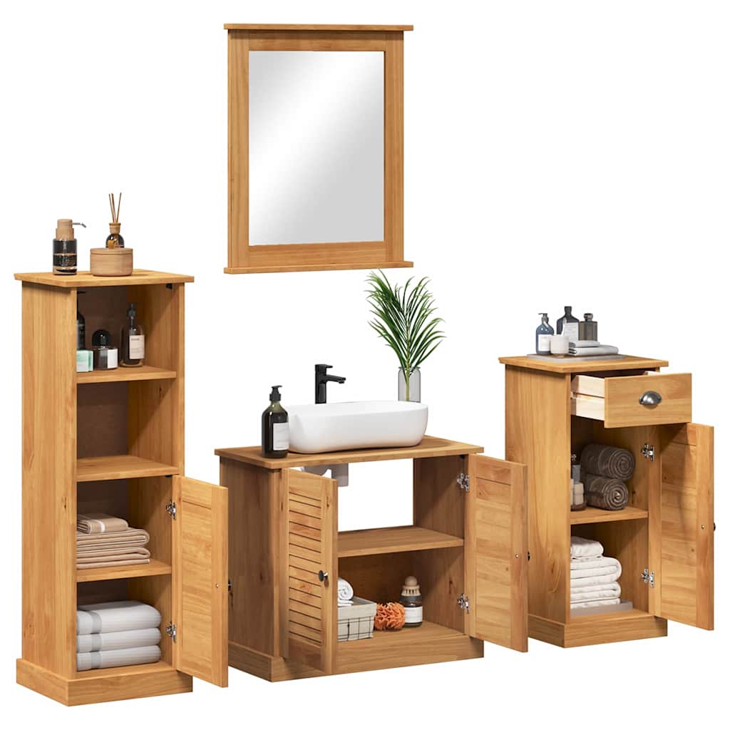 Badezimmermöbel Set mit Regal 4 pcs Honigbraun 37 x 34 x 110 cm