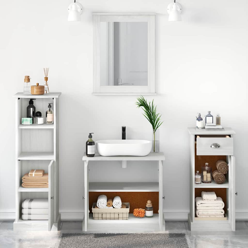 Badezimmermöbel Set mit Regal 3 pcs Antik Weiß 37 x 34 x 110 cm