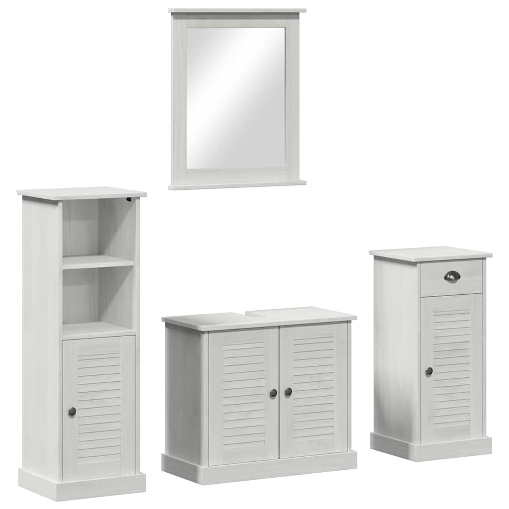 Badezimmermöbel Set mit Regal 3 pcs Antik Weiß 37 x 34 x 110 cm