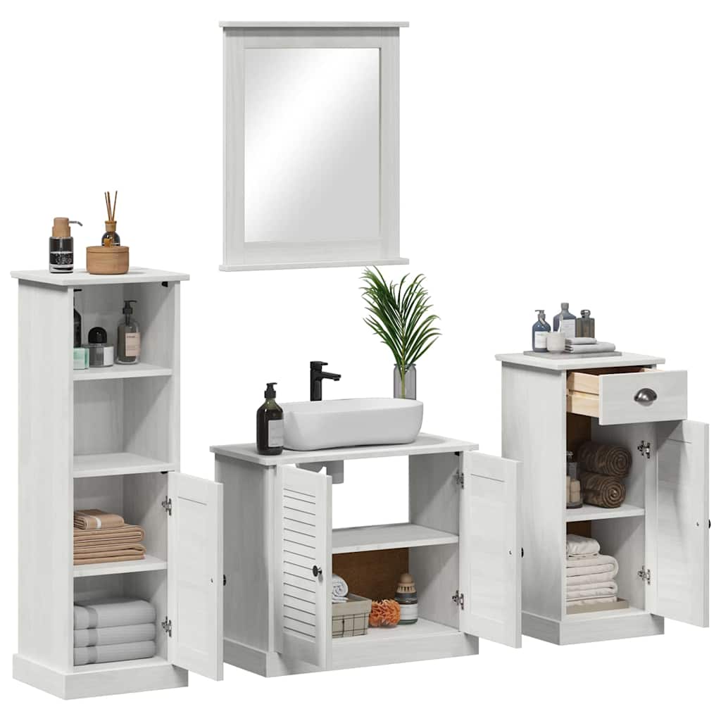 Badezimmermöbel Set mit Regal 3 pcs Antik Weiß 37 x 34 x 110 cm