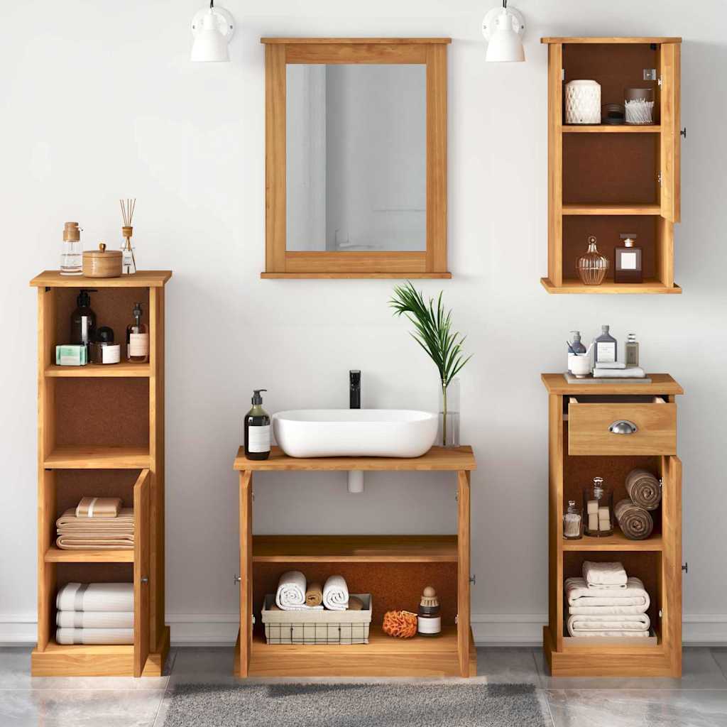 Badezimmermöbel Set mit Regal 5 pcs Honigbraun 37 x 34 x 110 cm