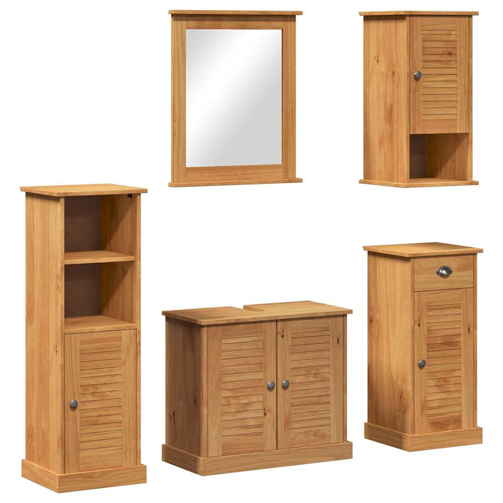 Badezimmermöbel Set mit Regal 5 pcs Honigbraun 37 x 34 x 110 cm