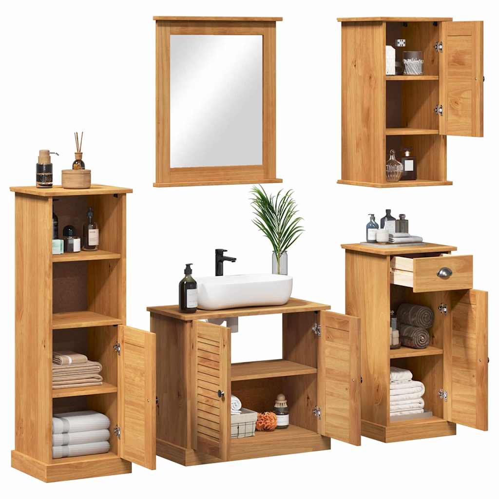 Badezimmermöbel Set mit Regal 5 pcs Honigbraun 37 x 34 x 110 cm