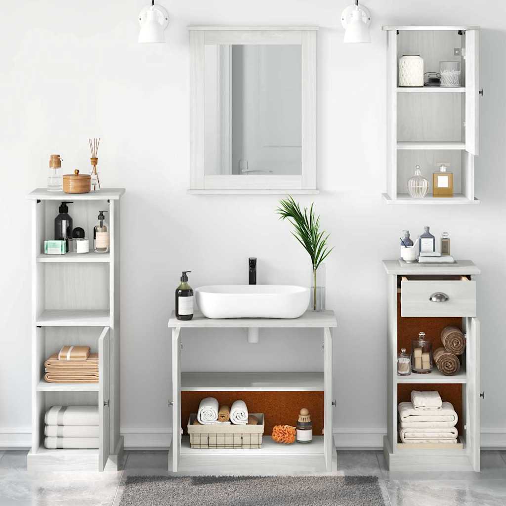 Badezimmermöbel Set mit Regal 5 pcs Antik Weiß 37 x 34 x 110 cm