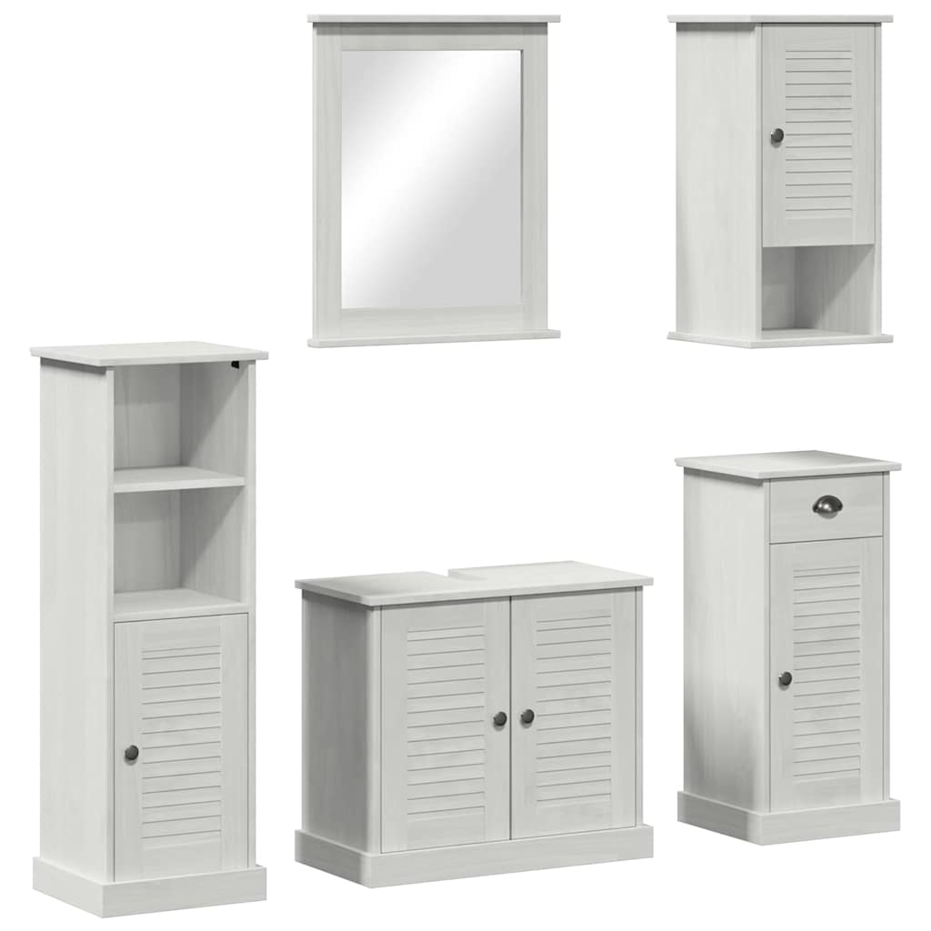 Badezimmermöbel Set mit Regal 5 pcs Antik Weiß 37 x 34 x 110 cm