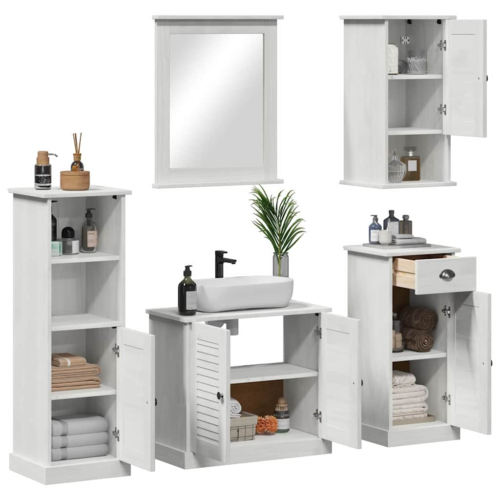 Badezimmermöbel Set mit Regal 5 pcs Antik Weiß 37 x 34 x 110 cm