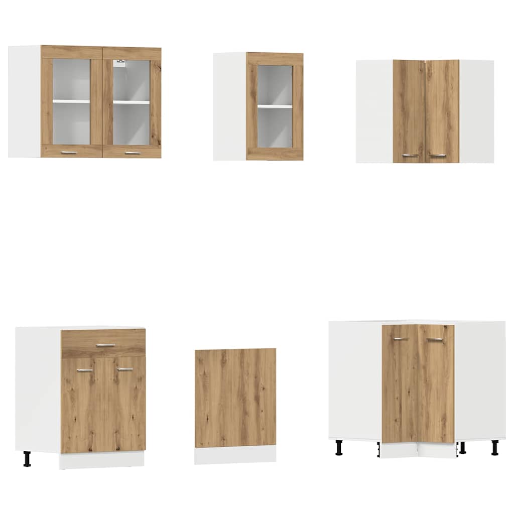 11-tlg. Küchenschrank-Set Lyon Artisan-Eiche Holzwerkstoff