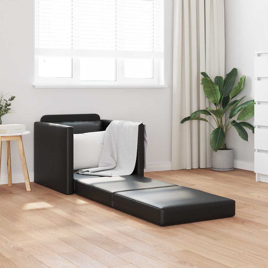 Boden Schlafsofa mit Kissen Schwarz 74 x 77 x 81 cm Kunstleder
