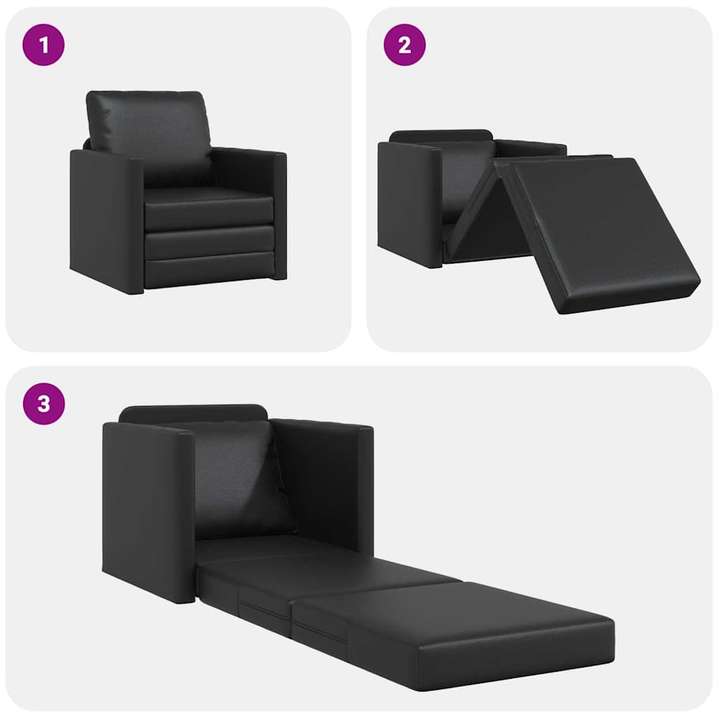 Boden Schlafsofa mit Kissen Schwarz 74 x 77 x 81 cm Kunstleder