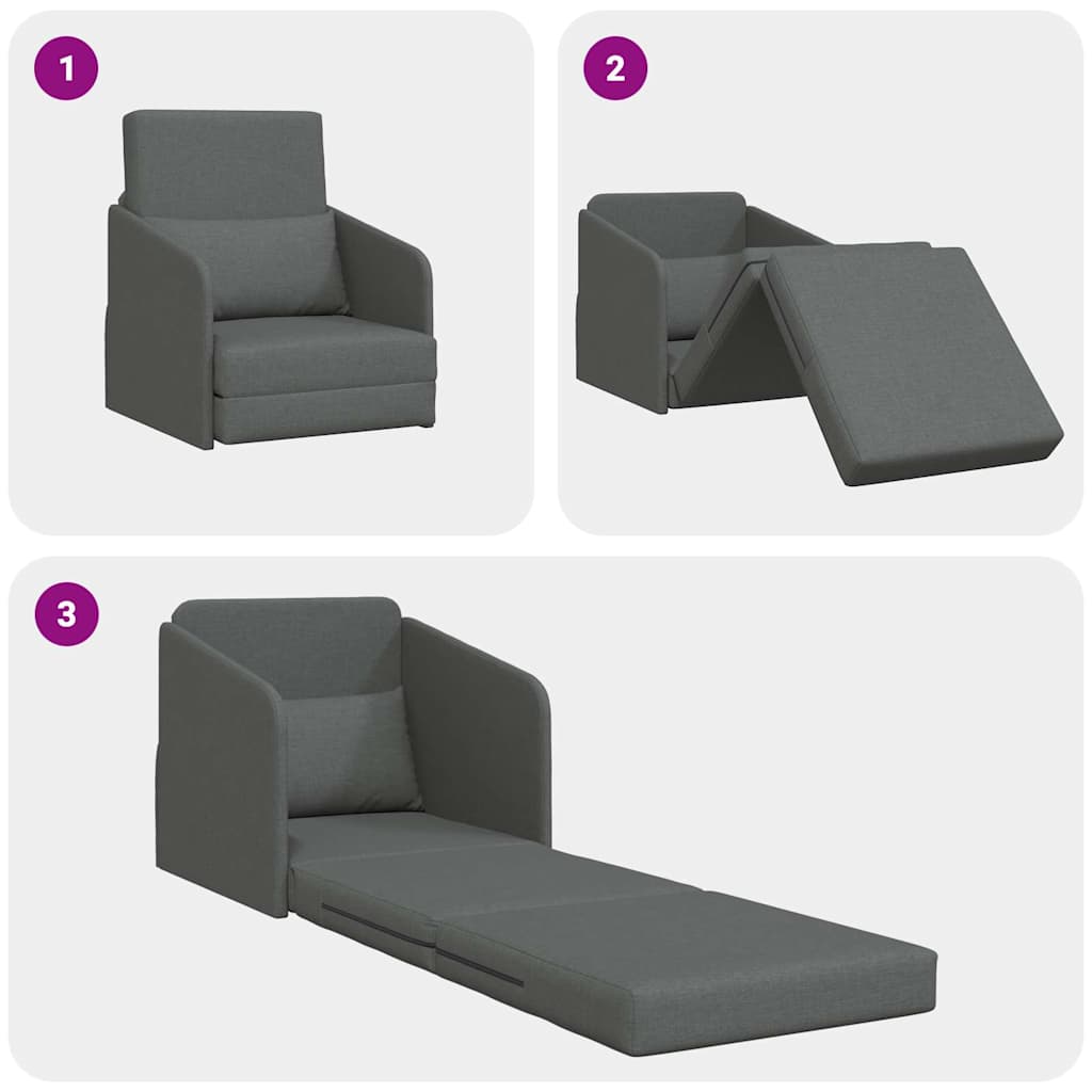 Sofa Bett Dunkelgrau 65 x 80 x 83 cm Stoff