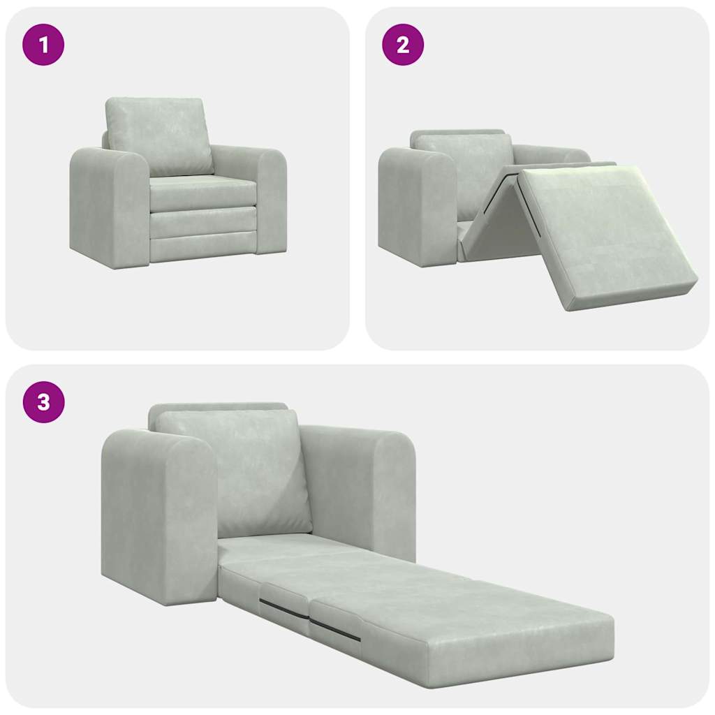 Sofa Bett Hellgrau 98 x 71 x 83 cm Samt