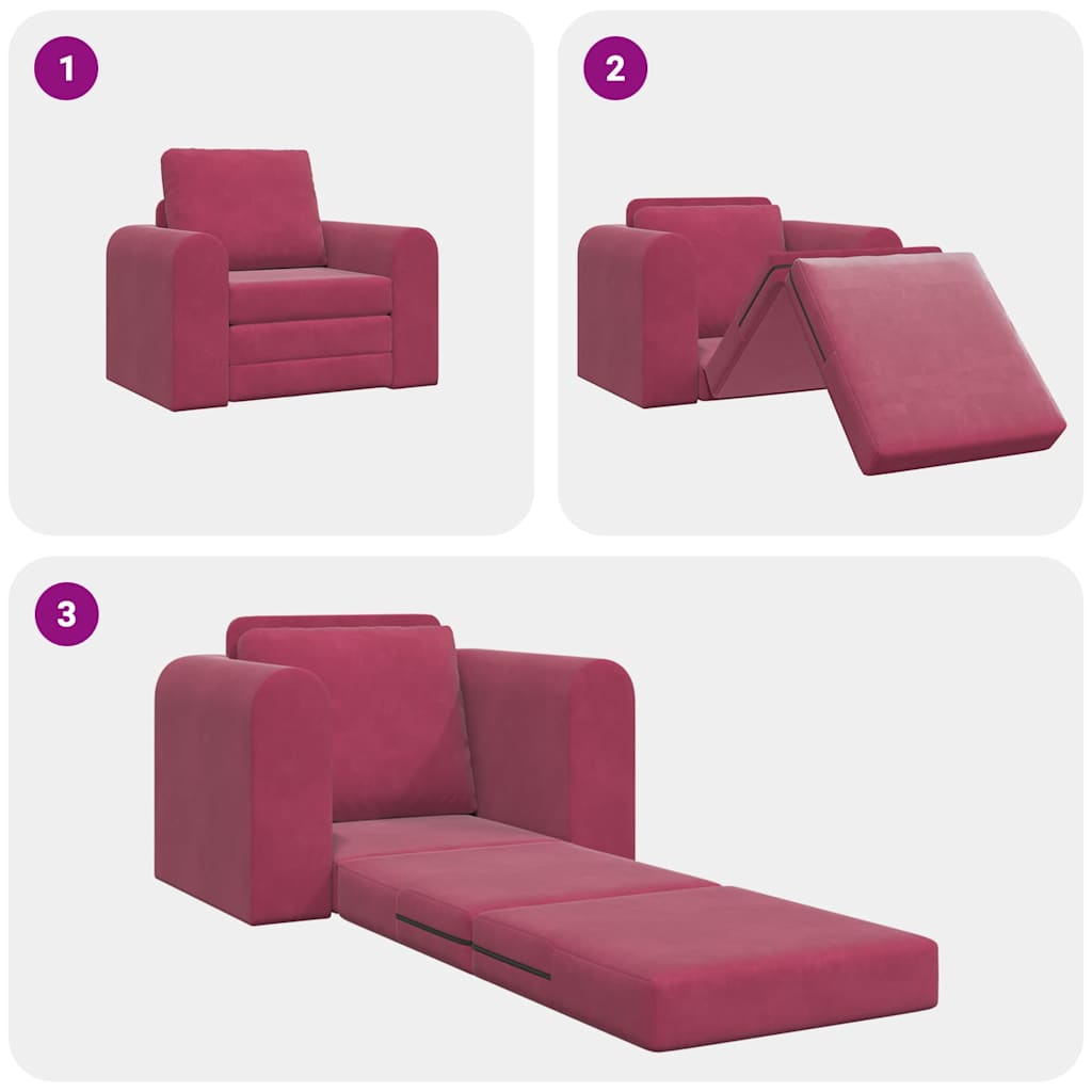 Sofa Bett Weinrot 98 x 71 x 83 cm Samt