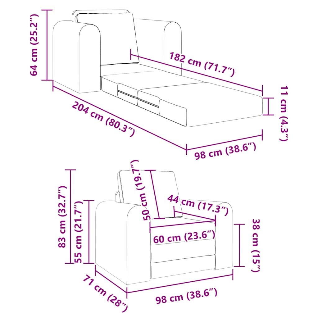 Sofa Bett Weinrot 98 x 71 x 83 cm Samt