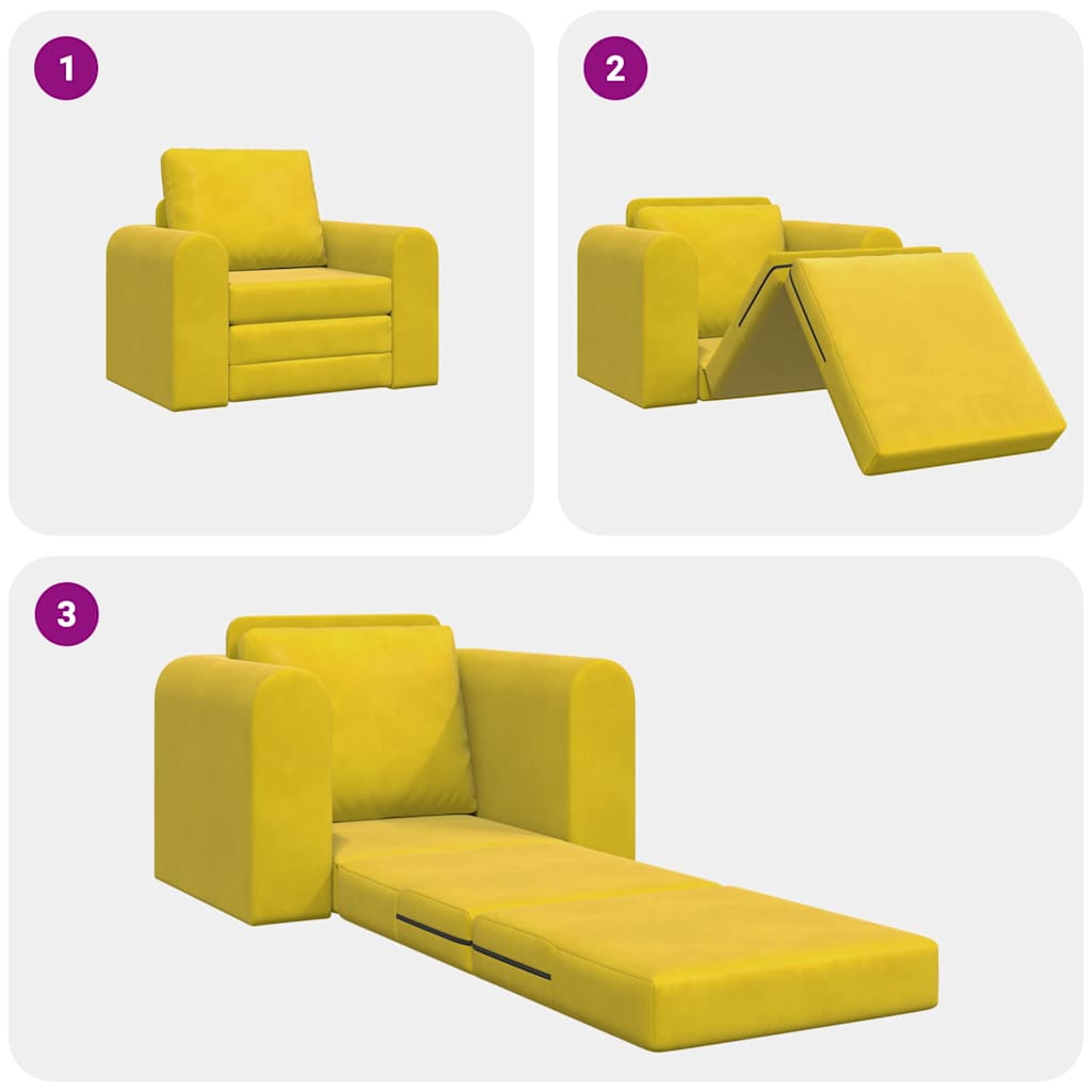 Sofa Bett Gelb 98 x 71 x 83 cm Samt