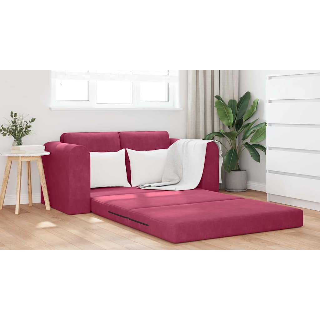 Sofa Bett Weinrot 148 x 71 x 83 cm Samt