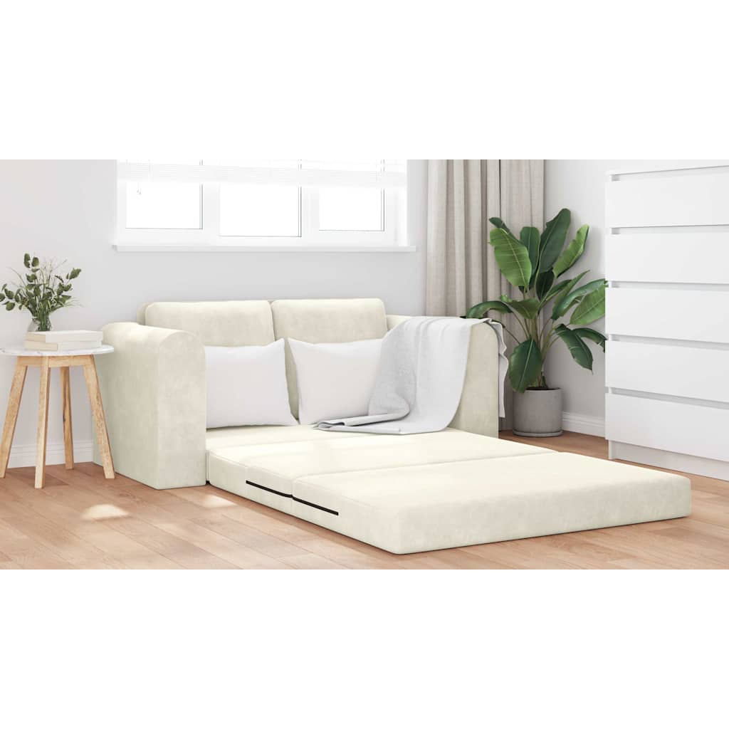 Sofa Bett Creme 148 x 71 x 83 cm Samt