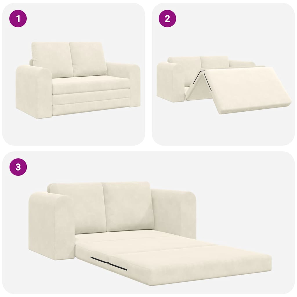 Sofa Bett Creme 148 x 71 x 83 cm Samt