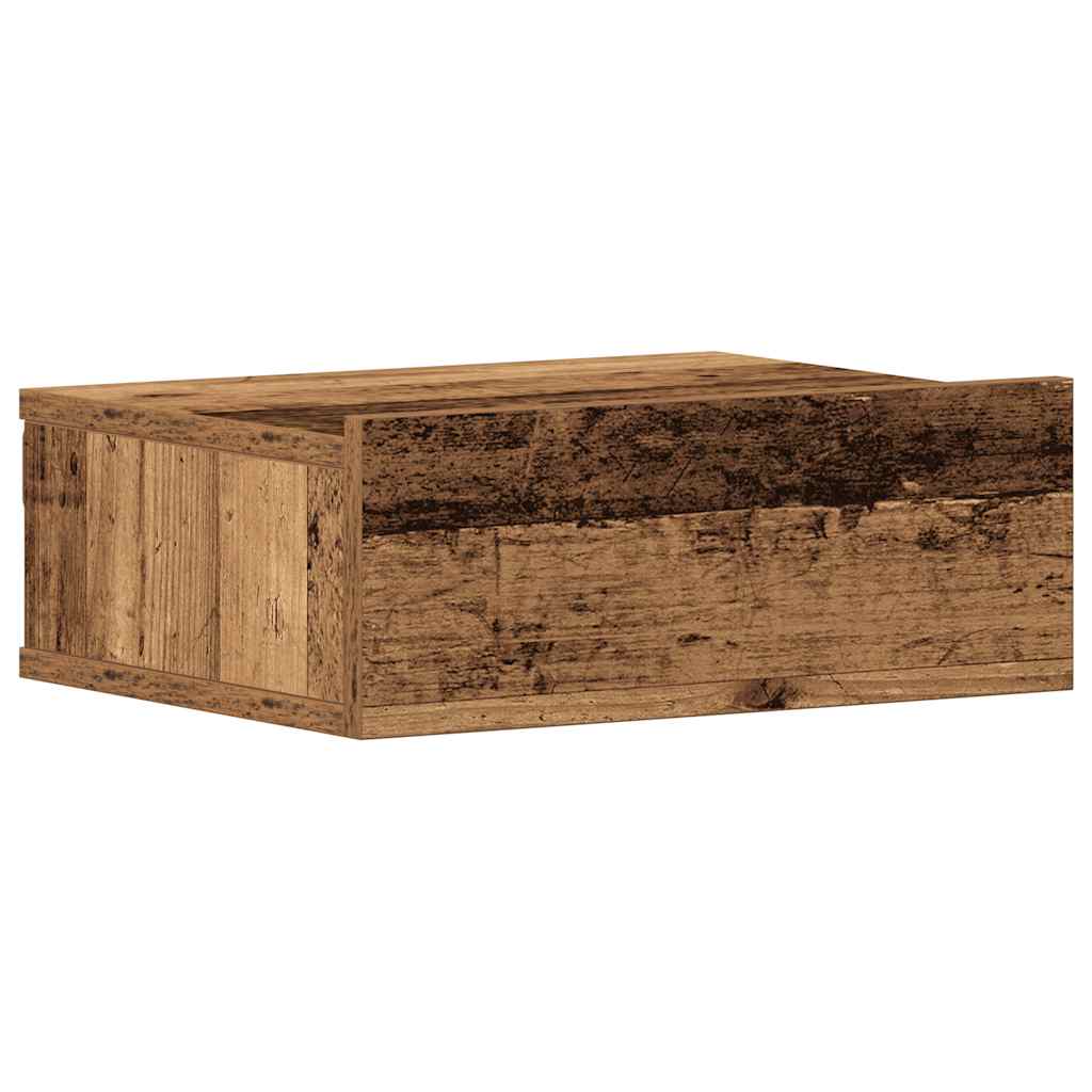 Tables de chevet suspendues, lot de 2, aspect bois de récupération, 40 x 32 x 15 cm