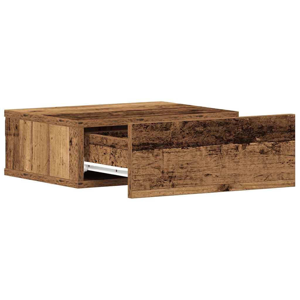 Tables de chevet suspendues, lot de 2, aspect bois de récupération, 40 x 32 x 15 cm