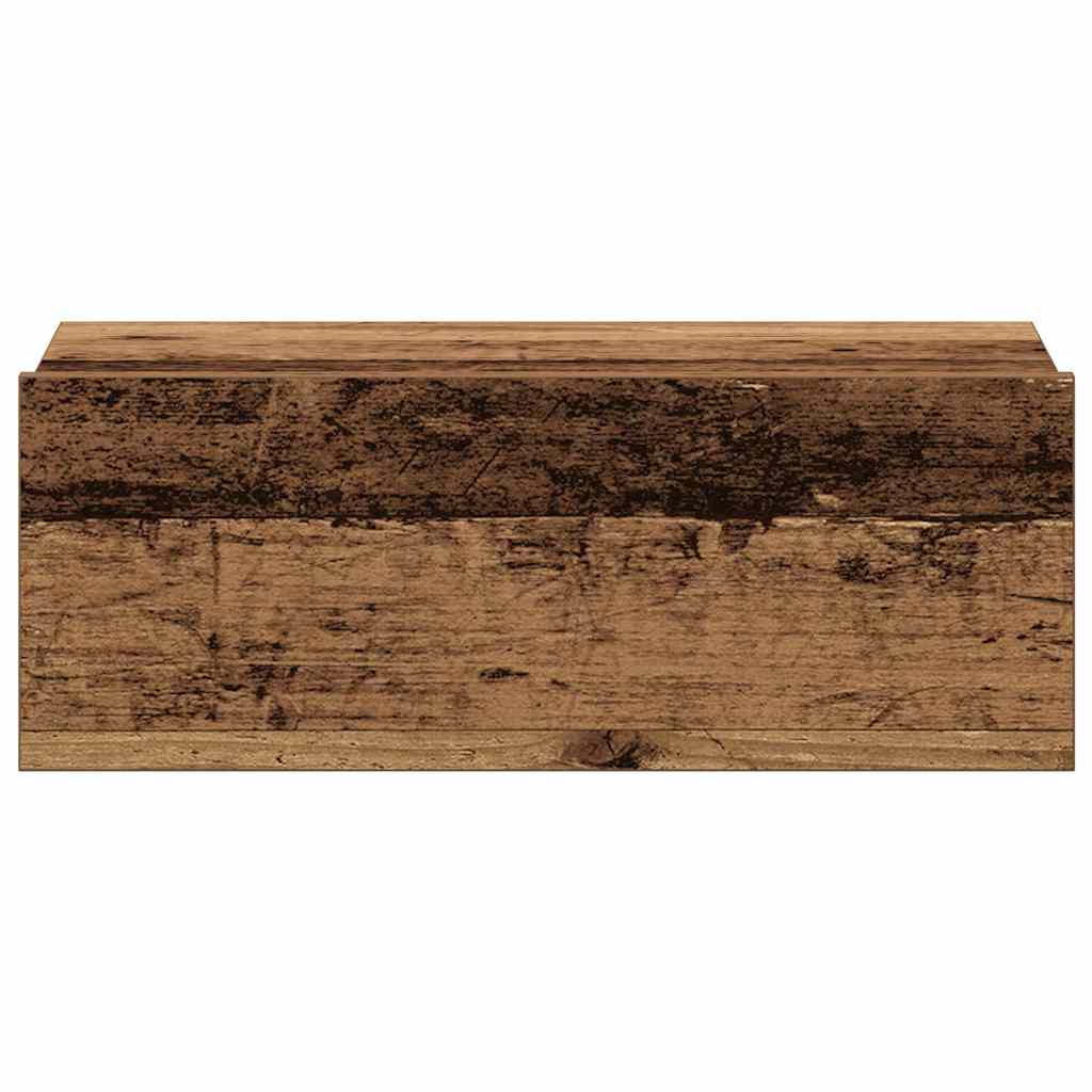 Tables de chevet suspendues, lot de 2, aspect bois de récupération, 40 x 32 x 15 cm