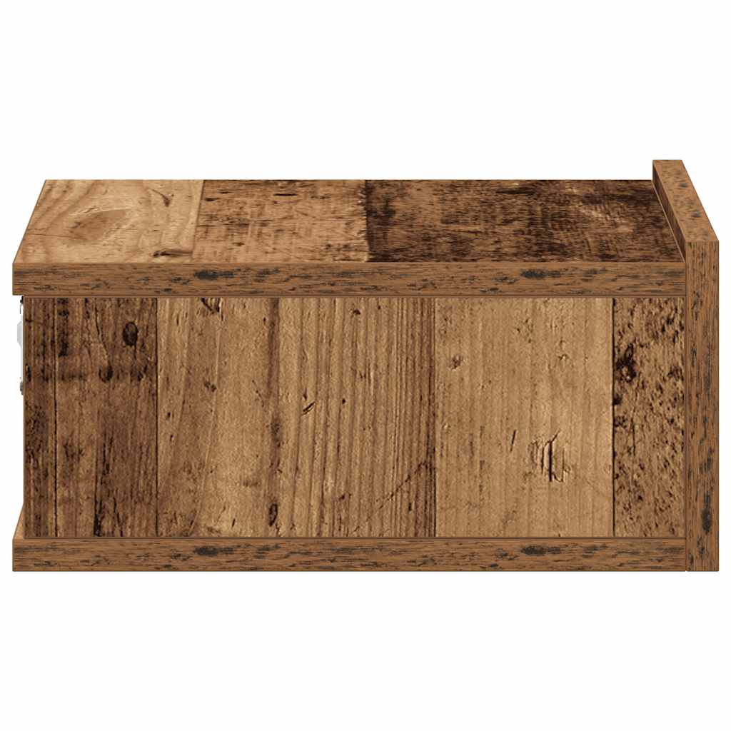 Tables de chevet suspendues, lot de 2, aspect bois de récupération, 40 x 32 x 15 cm