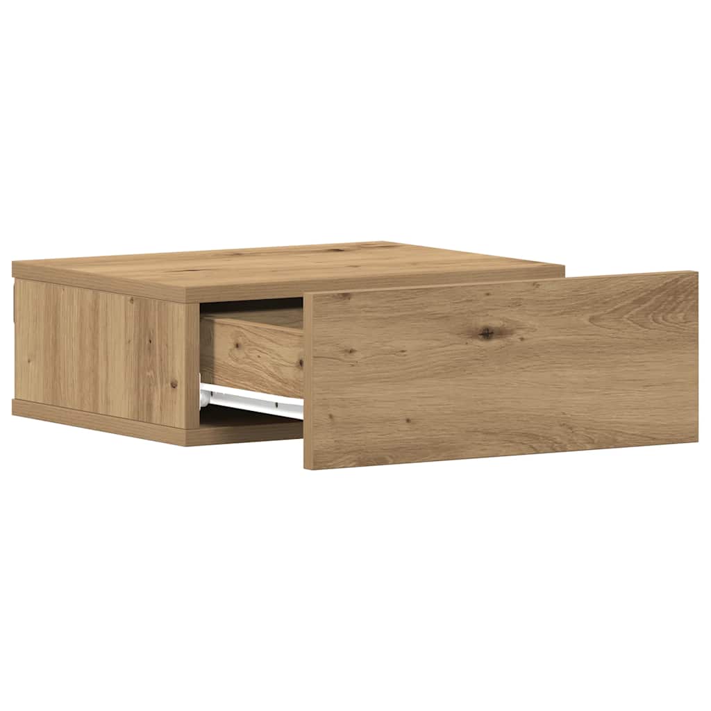 Tables de chevet suspendues, lot de 2, chêne artisanal, 40 x 32 x 15 cm